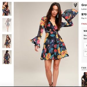 Floral Bell Sleeve Wrap Dress